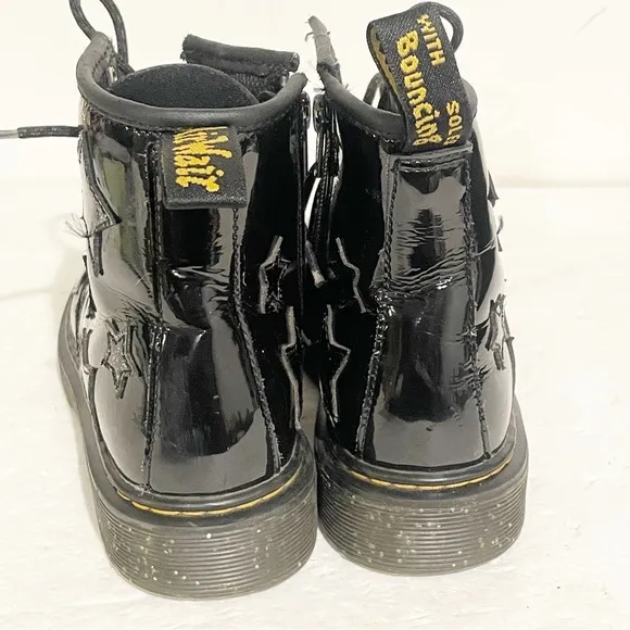 Dr. Martens 1460 Youth Size 2 Black Patent Leather Star Pattern Boots