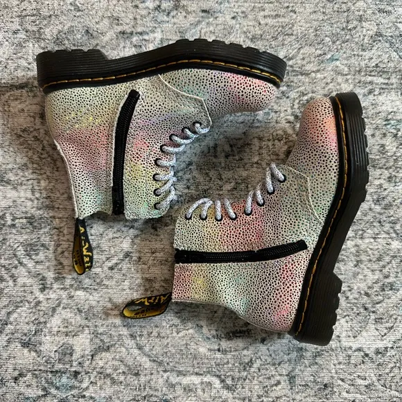 DR. MARTENS 1460J PASCAL BOOT - KIDS WHITE RAINBOW