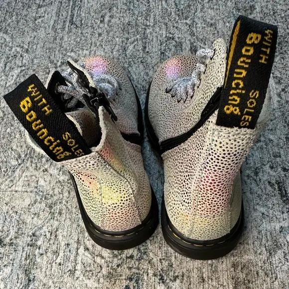 DR. MARTENS 1460J PASCAL BOOT - KIDS WHITE RAINBOW