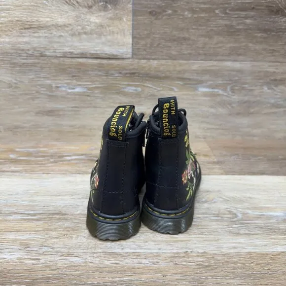 Dr. Martens 1460T Bloom Hydro Black Leather Boots Youth Size 9