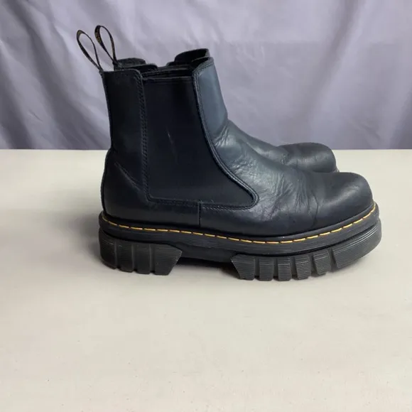 Dr. Martens Audrick Chelsea Boots Platform Stacked Sole Black Mens 11 Leather