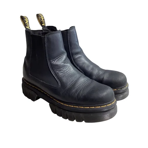 Dr. Martens Audrick Chelsea Boots Platform Stacked Sole Black Mens 11 Leather