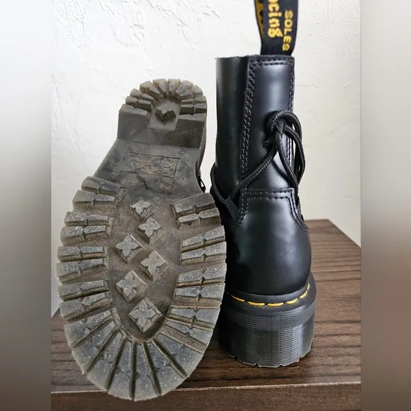 Dr. Martens Black Combat Moto Boots with Platform Soles