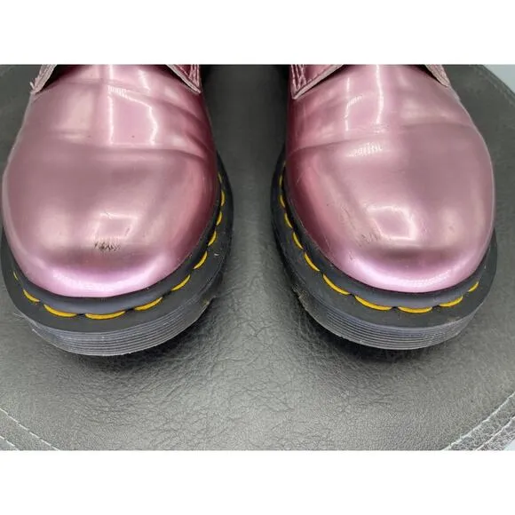 Dr. Martens Boots Womens 7 Leather Vegan Air Wair Rose Gold Pink Lace Up 25279