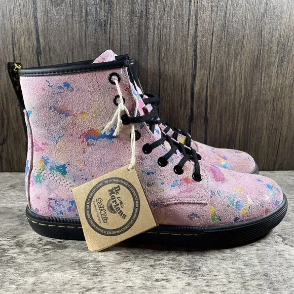 Dr. Marten's Boots Women’s 7 SHERIDAN WOMEN'S CONFETTI SUEDE CASUAL Lace BOOTS