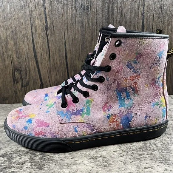 Dr. Marten's Boots Women’s 7 SHERIDAN WOMEN'S CONFETTI SUEDE CASUAL Lace BOOTS