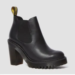 Dr. Martens Hurston Black Leather High Heeled Boots Chunky Platform Women’s 8