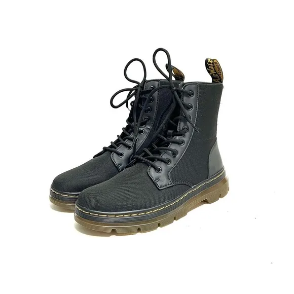 DR MARTENS | NWOT Women’s black canvas Combs platform lace up combat boots
