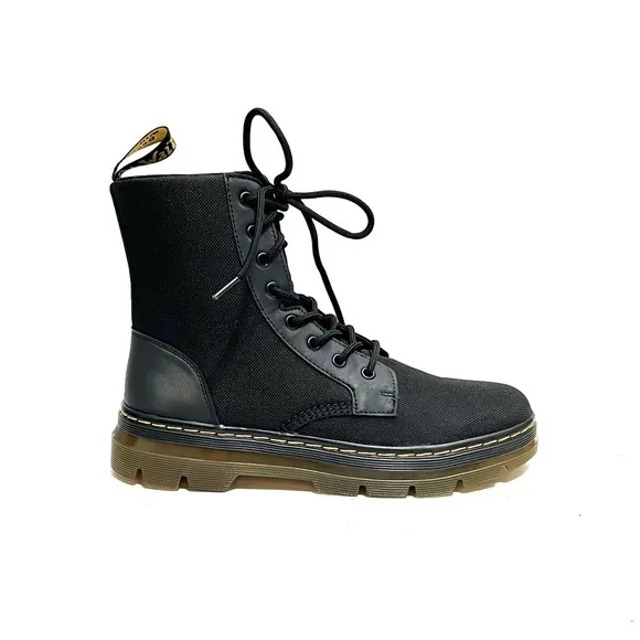 DR MARTENS | NWOT Women’s black canvas Combs platform lace up combat boots