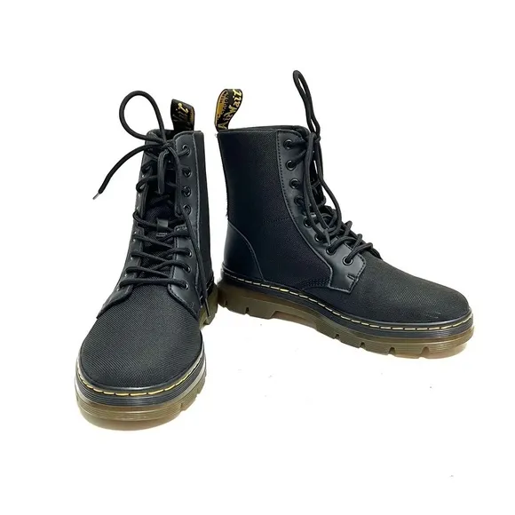 DR MARTENS | NWOT Women’s black canvas Combs platform lace up combat boots