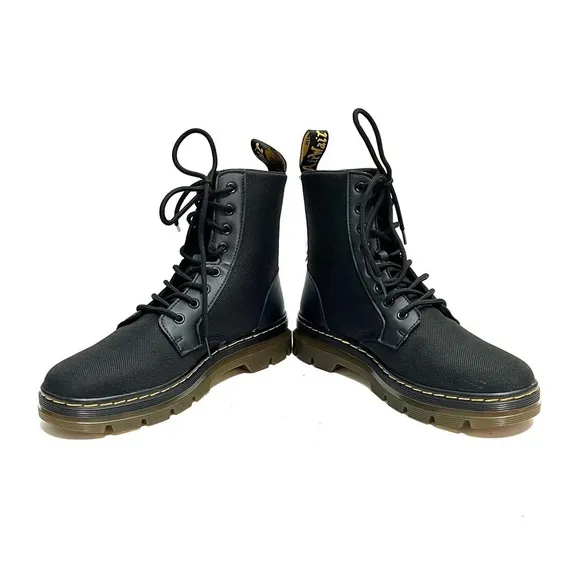DR MARTENS | NWOT Women’s black canvas Combs platform lace up combat boots
