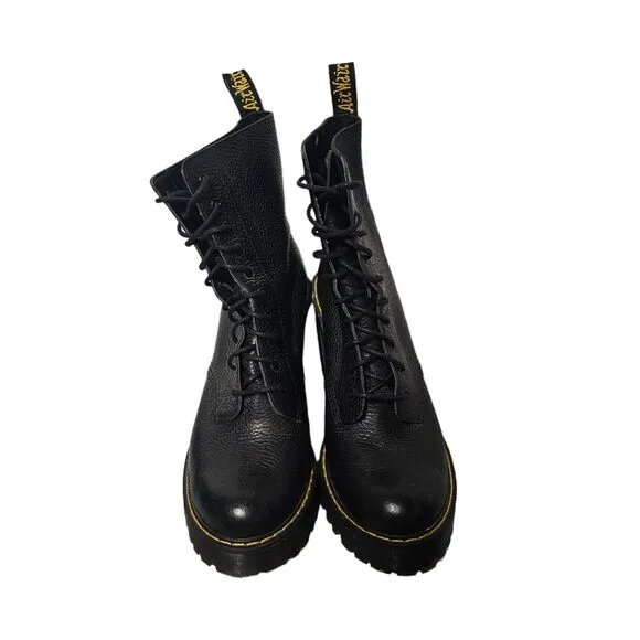 DR, MARTENS Platform Boots Kendra 10-Eye Heel Black Aunt Sally Size 9