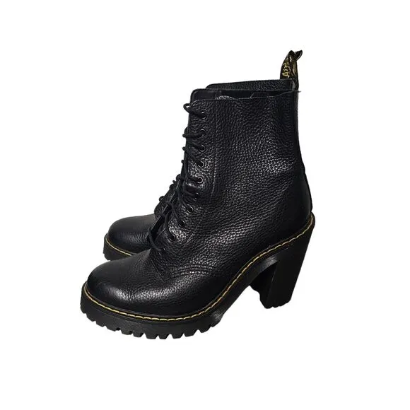 DR, MARTENS Platform Boots Kendra 10-Eye Heel Black Aunt Sally Size 9