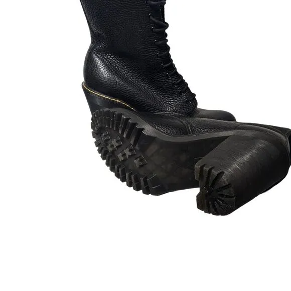 DR, MARTENS Platform Boots Kendra 10-Eye Heel Black Aunt Sally Size 9