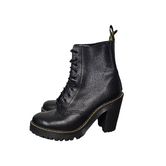 DR, MARTENS Platform Boots Kendra 10-Eye Heel Black Aunt Sally Size 9
