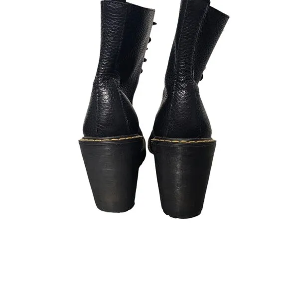 DR, MARTENS Platform Boots Kendra 10-Eye Heel Black Aunt Sally Size 9