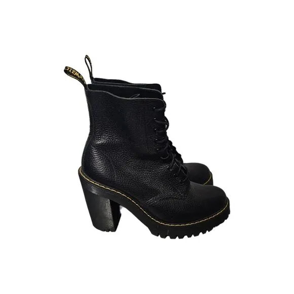 DR, MARTENS Platform Boots Kendra 10-Eye Heel Black Aunt Sally Size 9