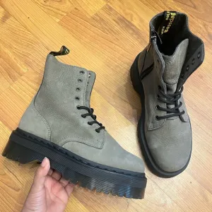 Dr. Martens sage green suede combat Boots