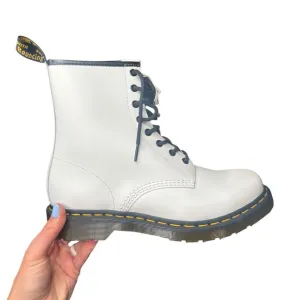 Dr. Martens White Leather Combat Boots 11 Women’s | Lace-Up Punk Goth Y2K Grunge