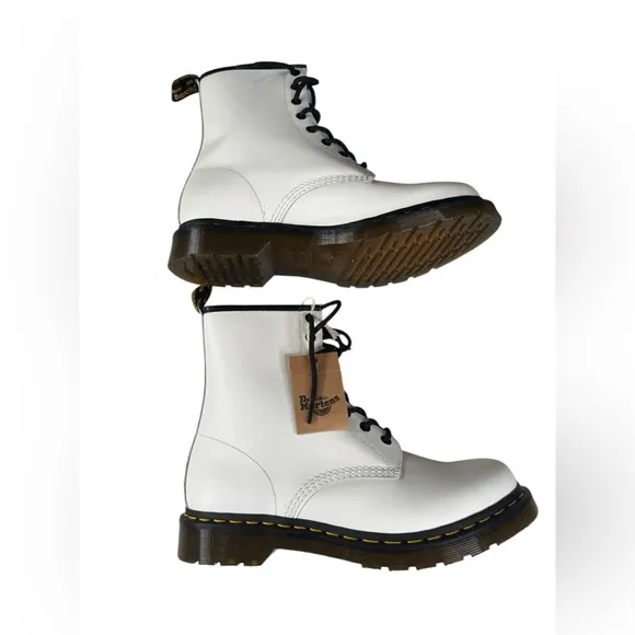 Dr. Martens White Leather Combat Boots 11 Women’s | Lace-Up Punk Goth Y2K Grunge
