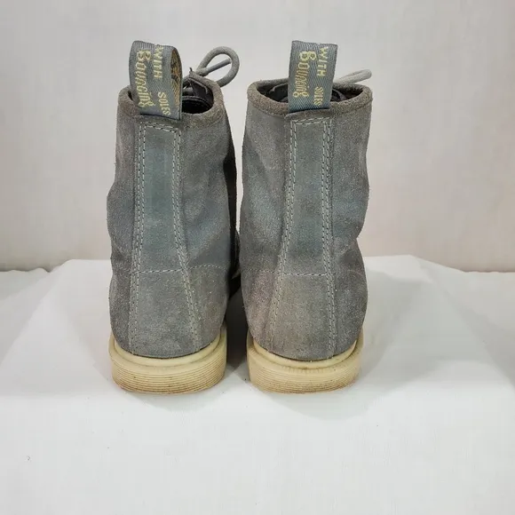 Dr Martens Whiton Gray Suede Unisex Boots Mens Size 4 Womens Size 6 High Top