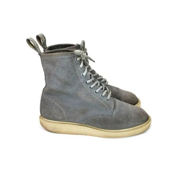 Dr Martens Whiton Gray Suede Unisex Boots Mens Size 4 Womens Size 6 High Top