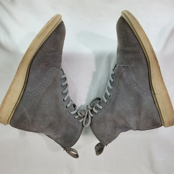 Dr Martens Whiton Gray Suede Unisex Boots Mens Size 4 Womens Size 6 High Top