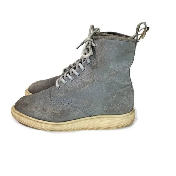 Dr Martens Whiton Gray Suede Unisex Boots Mens Size 4 Womens Size 6 High Top