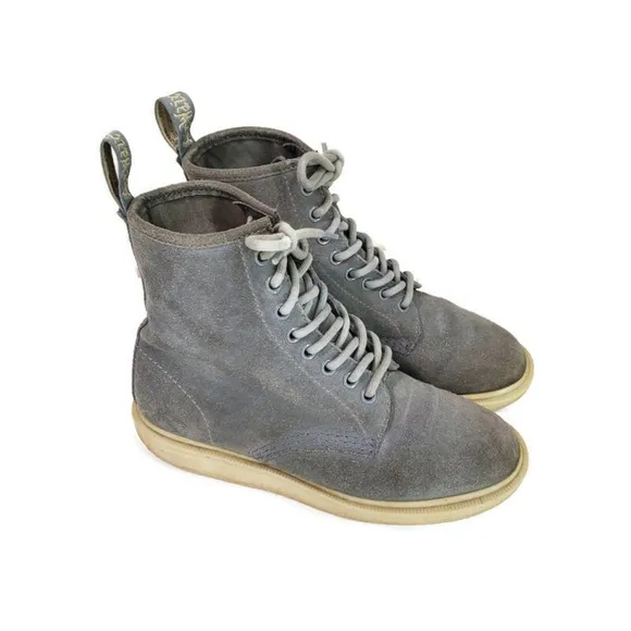 Dr Martens Whiton Gray Suede Unisex Boots Mens Size 4 Womens Size 6 High Top
