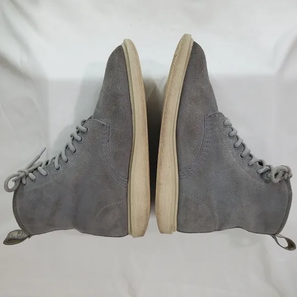 Dr Martens Whiton Gray Suede Unisex Boots Mens Size 4 Womens Size 6 High Top