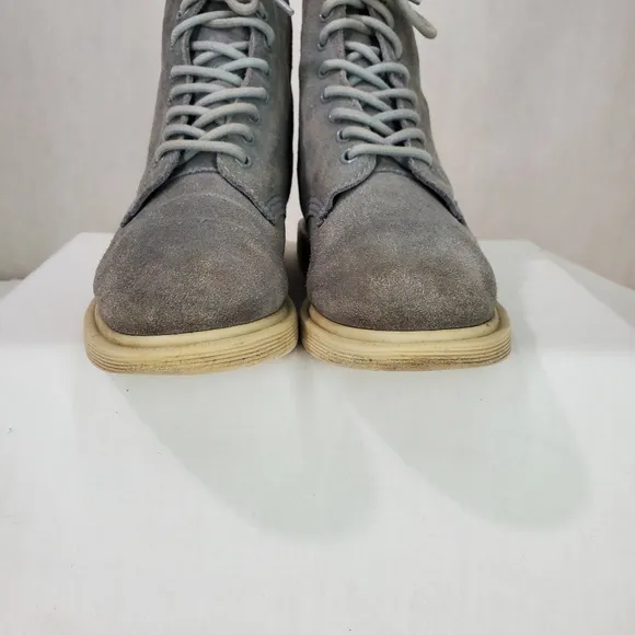 Dr Martens Whiton Gray Suede Unisex Boots Mens Size 4 Womens Size 6 High Top
