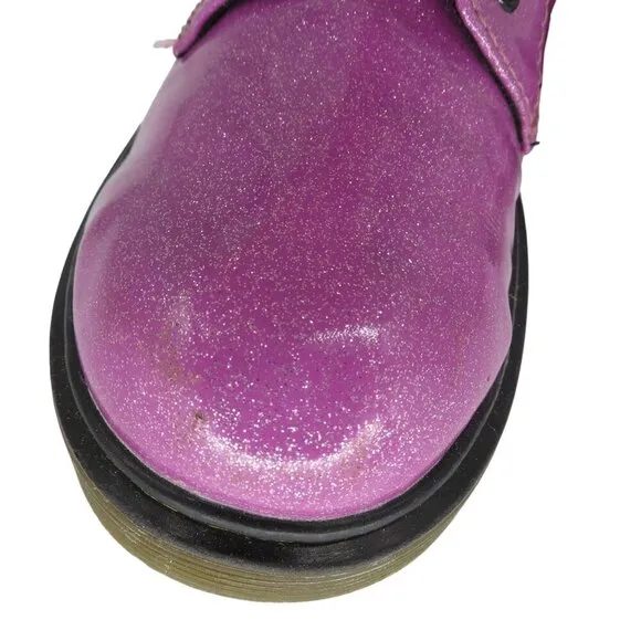 DR MARTENS Women's 1460 Pink Glitter Leather Lace-Up Combat Boots Junior Size 5