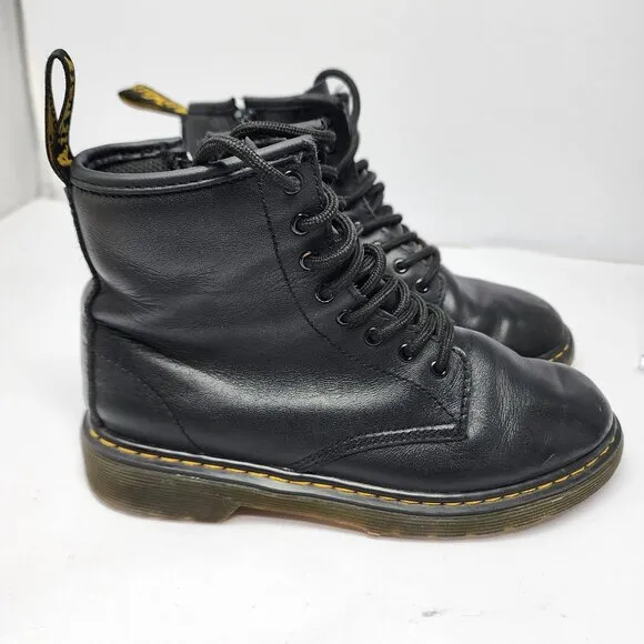 Dr. Martens Youth size 3 1460J Black Leather Boots With Zippers
