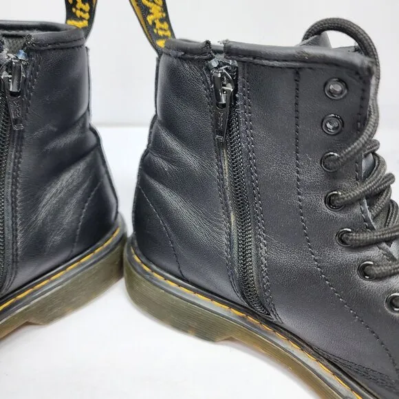 Dr. Martens Youth size 3 1460J Black Leather Boots With Zippers