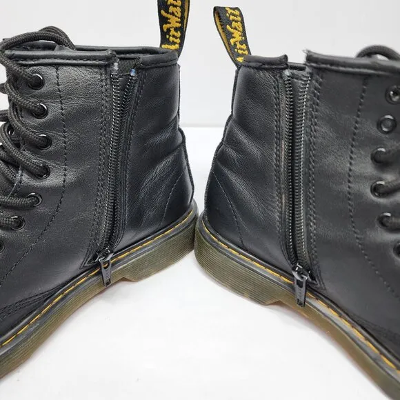 Dr. Martens Youth size 3 1460J Black Leather Boots With Zippers