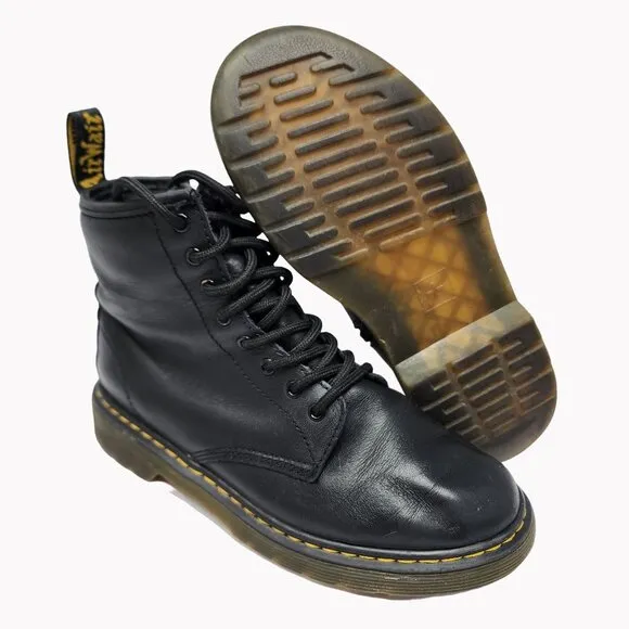 Dr. Martens Youth size 3 1460J Black Leather Boots With Zippers