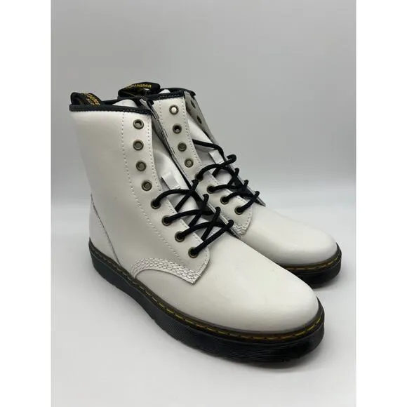 Dr Martens Zavala Boots White Patent Leather Women's Size 10 NEW🛒
