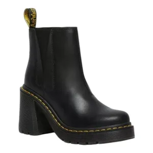 Dr Martens Boots WMNS 10 Black Spence Leather Flared Heel Chelsea Chunky