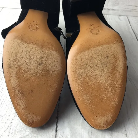 Dries Van Noten suede booties boots chunky heel black size 40