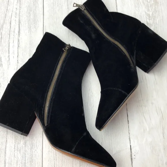 Dries Van Noten suede booties boots chunky heel black size 40