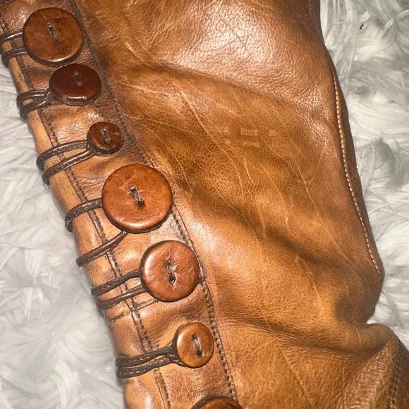 Dune Bertie Pixie Zip-up Button StyleLong Knee Boots Brown Size EU 38 Tic toc