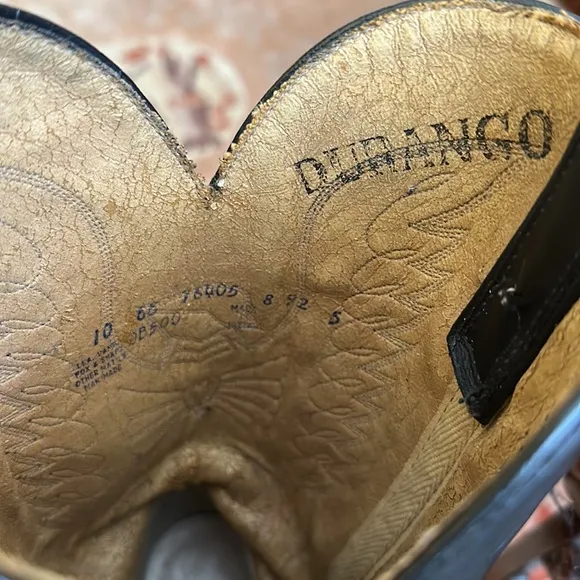 Durango Black Leather Western Cowboy Boots Men’s Size 10