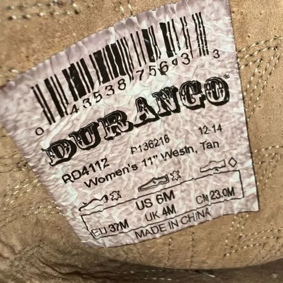 Durango Womens Tan Western Cowboy Boot Size 6
