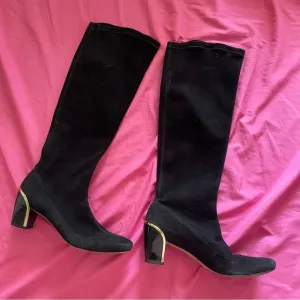 DVF black suede knee high boots