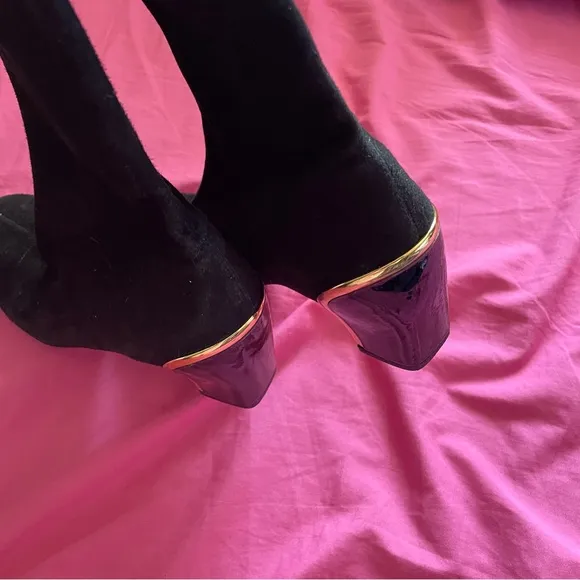 DVF black suede knee high boots