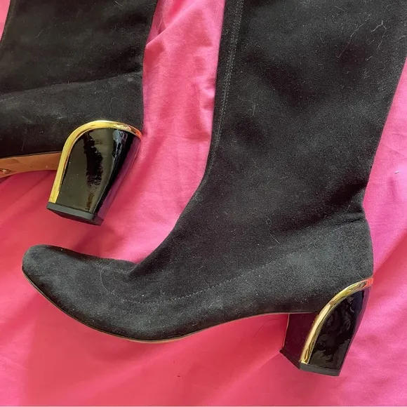 DVF black suede knee high boots