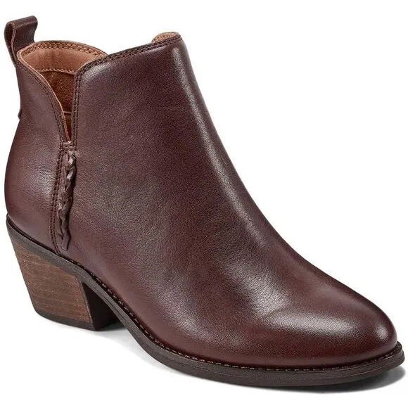 Earth Womens marisole Brown Zipper Leather Ankle Boots New