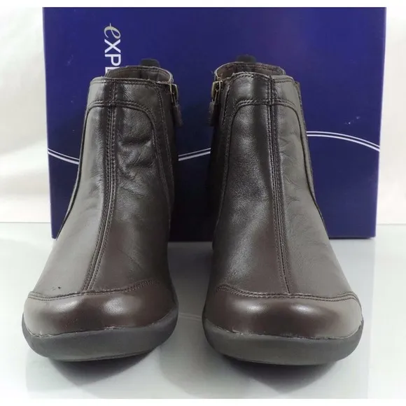 Easy Spirit Explorer 24 Brenley Ankle Boots Booties Leather Dark Brown Size 8