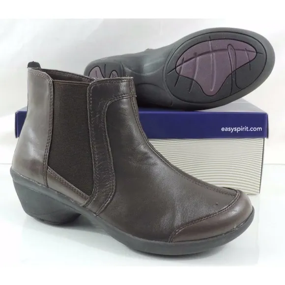 Easy Spirit Explorer 24 Brenley Ankle Boots Booties Leather Dark Brown Size 8