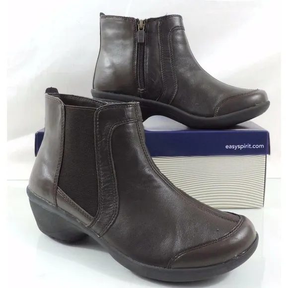Easy Spirit Explorer 24 Brenley Ankle Boots Booties Leather Dark Brown Size 8